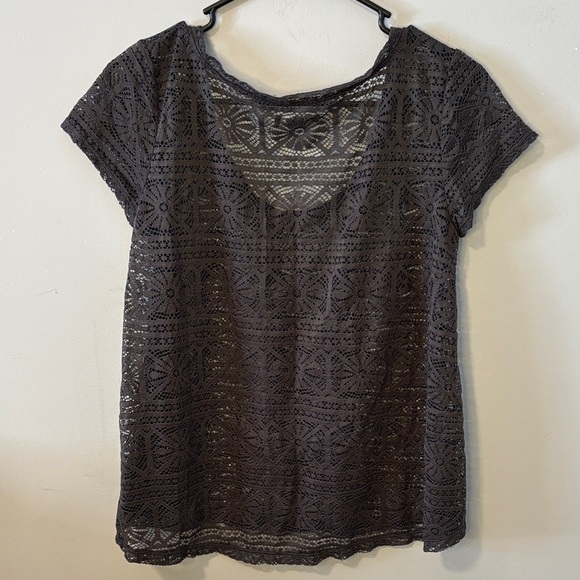 American Eagle Women's Black Lace Top Vintage Whimsigoth Dark Lace - Picture 3 of 6